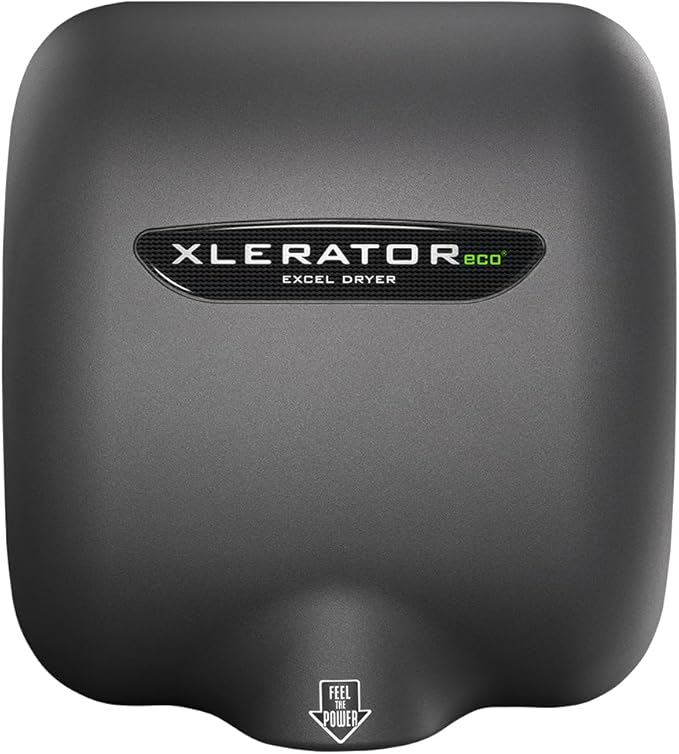 Excel Hand Dryer XLERATOR XL-GR-ECO Automatic, Surface-Mounted, Cast Cover, Textured Graphite Epoxy Paint, 110-120 Volt Standard Nozzle