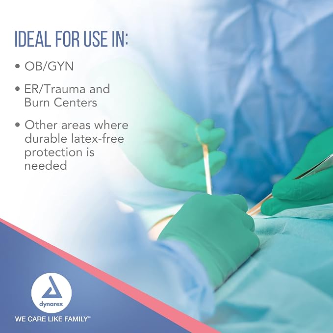 Dynarex Sterile Disposable Nitrile Surgical Gloves, Powder-Free, Packaged in Pairs, Professional Medical and Healthcare Use, Size 8.5, 1 Box of 50 Pairs