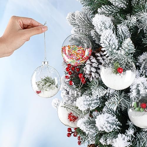 Liliful 24 Christmas Clear Glass Ornament Crafts DIY for Christmas Tree 3"