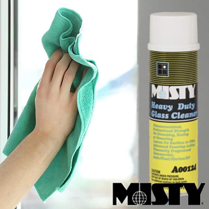 MISTY Heavy Duty Glass Cleaner - 19 oz (Case of 12) 1001482 - Professional-Strength, Foaming, Ammonia Free, Leaves No Residue or Film on Windows, Windshields, Mirrors