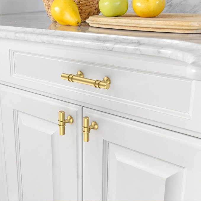 Asidrama 10 Pack 3 Inch(76mm) Brushed Gold Kitchen Cabinet Handles, Cabinet Pulls Kitchen Cabinet Hardware Cupboard Handles Drawer Pulls