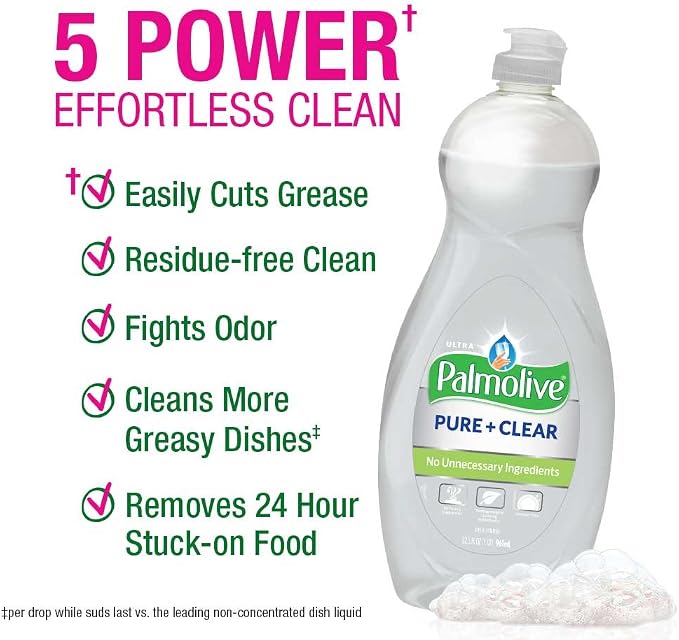 Palmolive Ultra Liquid Dish Soap, Pure and Clear, 4 Count