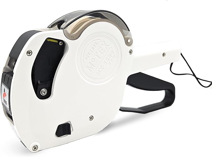 Motex MX-5500 New Version 1 Line 8 Digits Date Marking Gun – Pre-Loaded 1,000 White Sticker Labels and Pre-Loaded Inker with 1 Ink Refill - for Grocery Store, Retail Shop, Garage Sale (White)