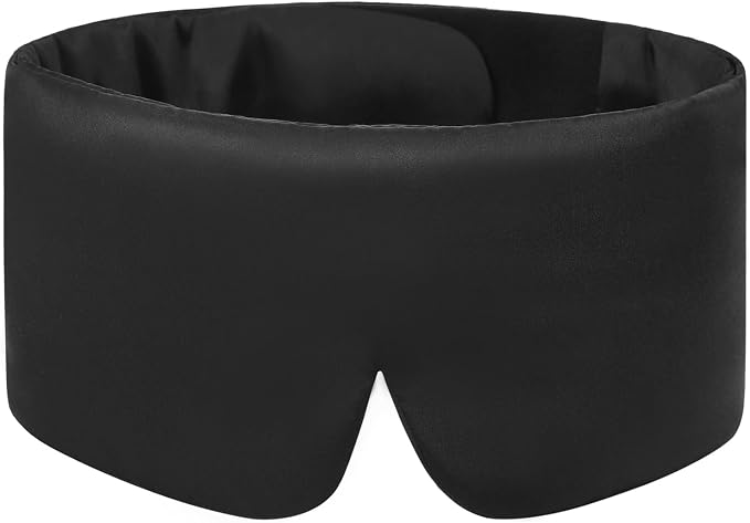 ALASKA BEAR Weighted Silk Eye Mask for Sleeping, Microwavable Beads Filled | Heavy Facemask, Wraparound Style, Wide Headband and Large Ear Coverage, Compression
