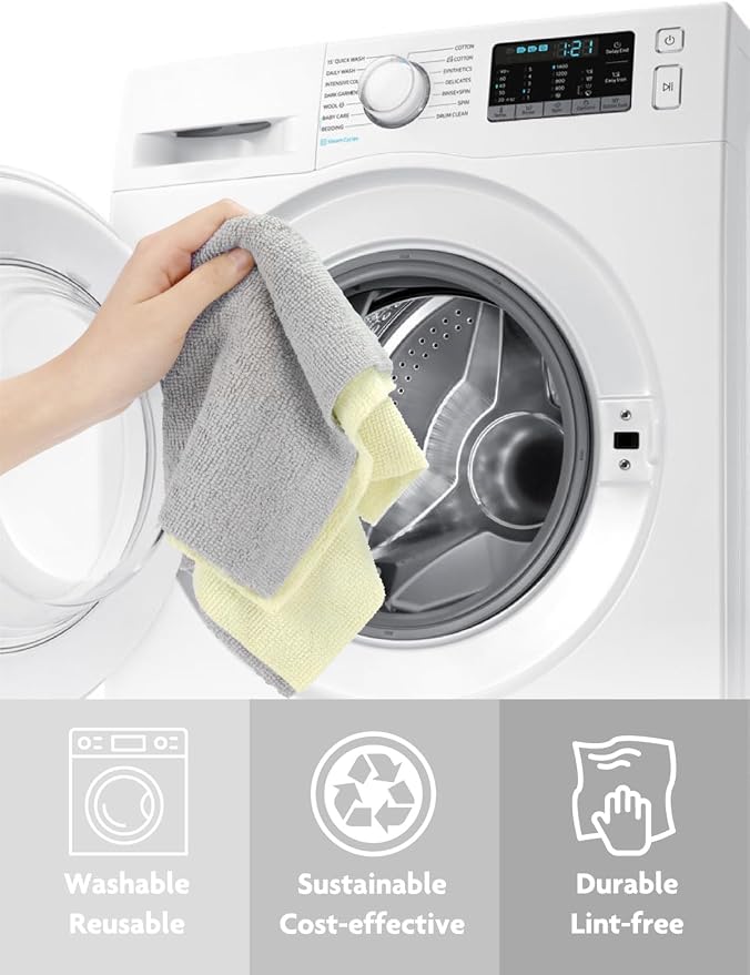 Fantasticlean Microfiber Cleaning Cloth Roll -30 Pack, Tear Away Microfiber Towels, 12" x 12", Reusable, Washable, Scratch Free, Ultra Absorbent Dishcloth for All-Around Cleaning Supplies (Beige)