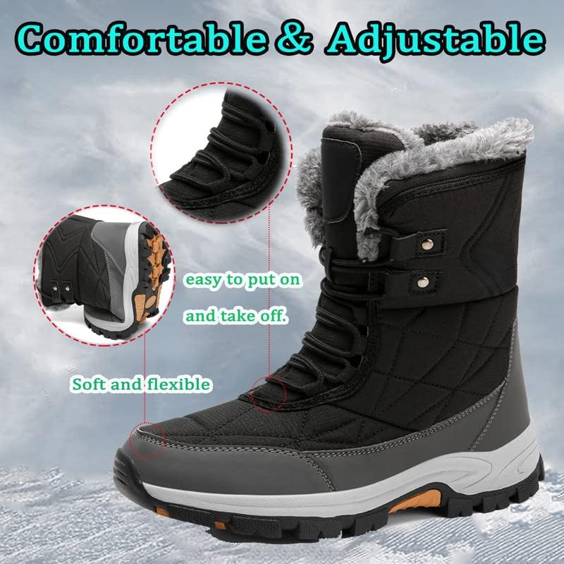 MIFAWA Womens Snow Boots Winter Boots for Women Fur Lined Waterproof Anti-Slip Backpacking Outdoor Ladies Walking Shoes