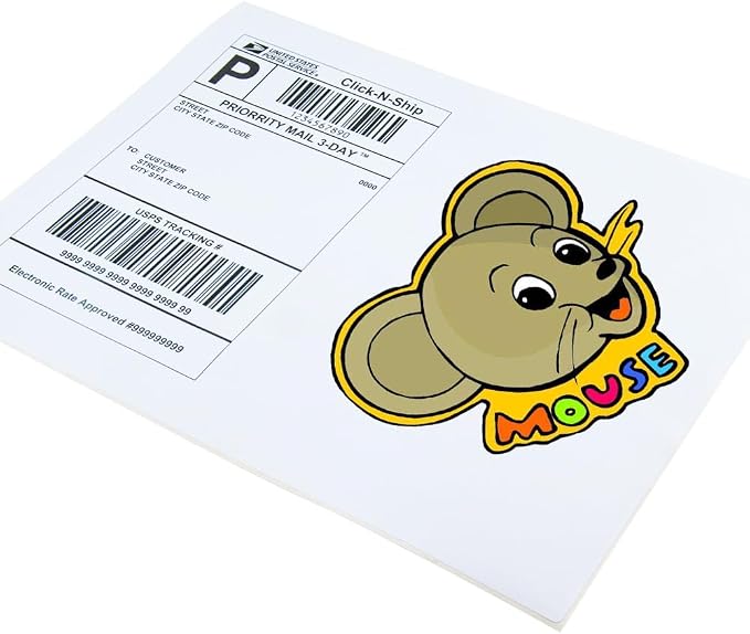 L LIKED 30 Printable White Sticker Paper Full Sheet Label, Matte, 8.5" x 11" for Laser & Inkjet Printing (30 Sheets)