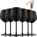 UNISWEET Stainless Steel Wine Glasses Set of 6 with 1 Corkscrew, Matte Black
