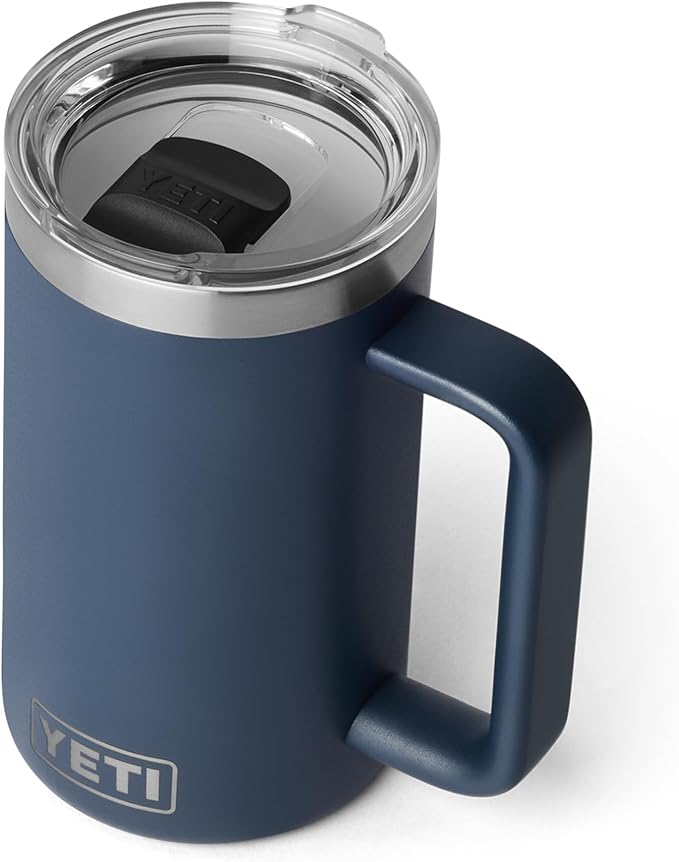 YETI Rambler 24 oz Ceramic Lined Stackable Mug 2.0, Vacuum Insulated, Stainless Steel with MagSlider Lid, Navy