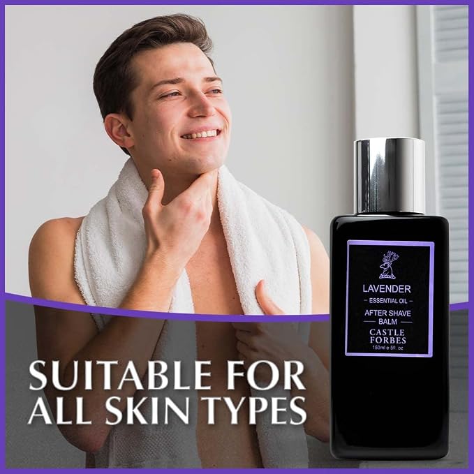 Castle Forbes Lavender Aftershave Balm For Men, 5 fl.oz. | Moisturizing After Shave Lotion w/Essential Oils | Soothing & Refreshing Face Balm | Alcohol Free Post Shave Skincare For All Skin Types