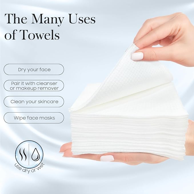 Fygrip 4 Pack of 50 count XL Disposable Face Towels 10” x 12”, 100% Viscose Fibre, Soft & Skin Friendly Face Towelettes Disposable, Facial Tissue Wipes for Women Cleansing