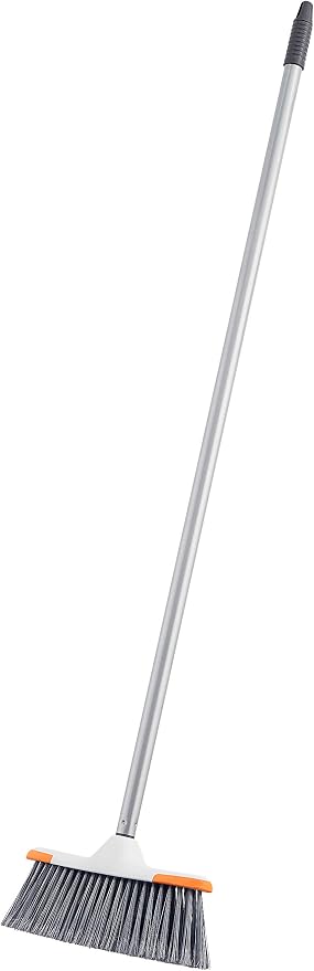 Superio Lightweight Essential Household Broom with Metal Handle, 2-Pack Grey