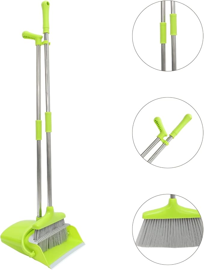 LIFKOME Dust Pan and Broom Set Multi-Function Scraper and Comb for Pet and Human Hair