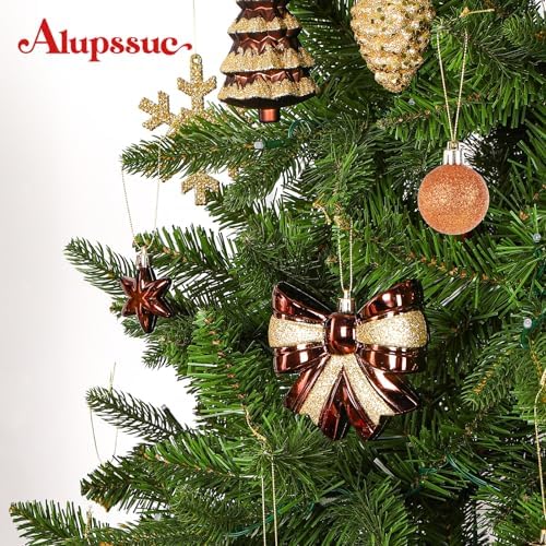 Alupssuc 82pcs Classic Christmas Balls Ornaments Set, Bronze Copper Gold