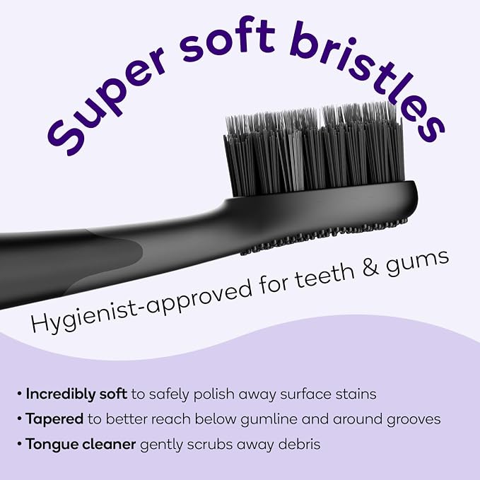Burst Curve Sonic Electric Toothbrush for Adults (Black) | Slim Travel Brush with Cover | Ultra Soft Bristles | Up to 2 Month Rechargeable Battery | Two Modes & Timer