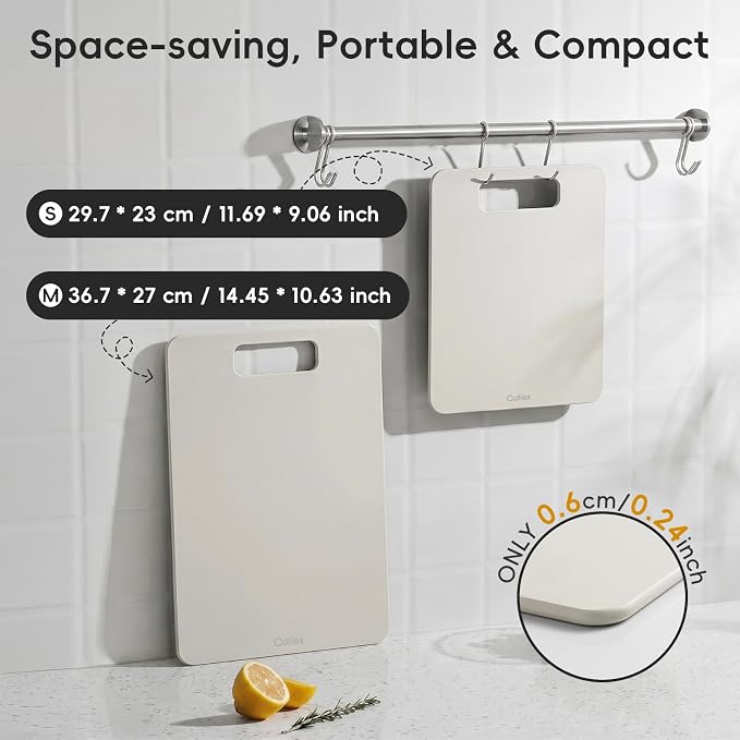 Wood Fiber Cutting Board Set of 2, Dishwasher Safe, Non-Toxic | BPA-Free Composite Cutting Board for Kitchen, Non-Slip, Non-Porous Chopping Board for Meat Vegetable Fruit Bread - Oatmeal