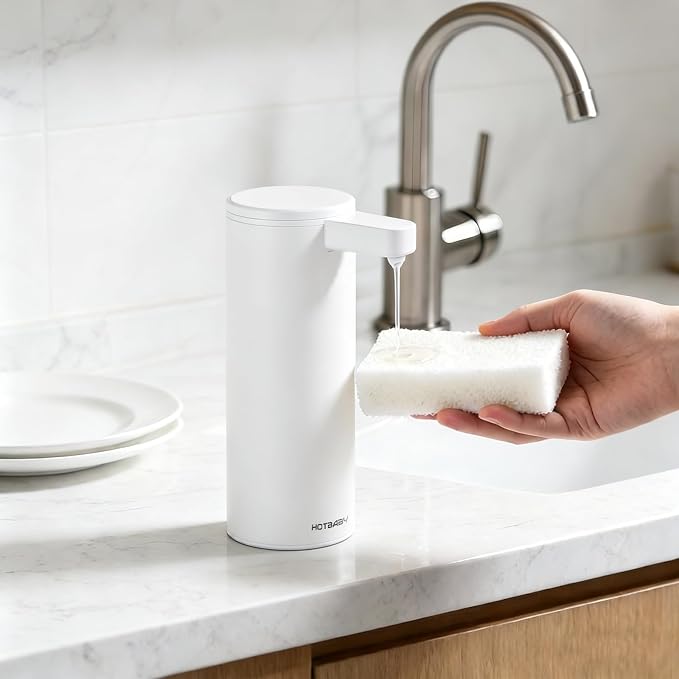Automatic Liquid Soap Dispenser Touchless: Liquid Hand Soap Dispenser Stainless Steel - Free Touch Electric Soap Dispenser Rechargeable with Sensor for Bathroom, Commercial (White)