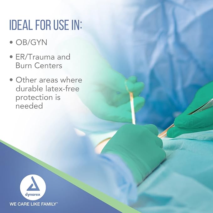 Dynarex Sterile Nitrile Surgical Gloves, Powder Free, Size 6, 50 Pairs of Gloves, White, 6.0