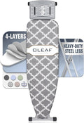 oleaf Ironing Board with Cover and Thicken Pad Height Adjustable Full Size Foldable Iron Board with Iron Rest, Stable Steel Legs, Metal Construction, Heat Resistant, Gray and White Checkered
