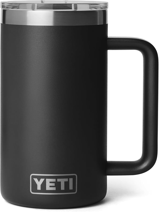 YETI Rambler 24 oz Ceramic Lined Stackable Mug 2.0, Vacuum Insulated, Stainless Steel with MagSlider Lid, Black