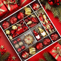 68PCS Christmas Tree Ornaments Set, Red and Gold Christmas Balls and Assorted Decorations, Shatterproof Hanging Ornaments with Hooks for Xmas Tree, Holiday Party Home Decor