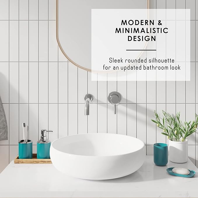 Clara Clark Bathroom Set - Teal Bathroom Accessories Set, 20PC Bathroom Accessory Set, Shower Curtain Set with Liner, Toothbrush Holder, Soap Dispenser, Soap Dish, Toilet Brush Holder, and Trash Can
