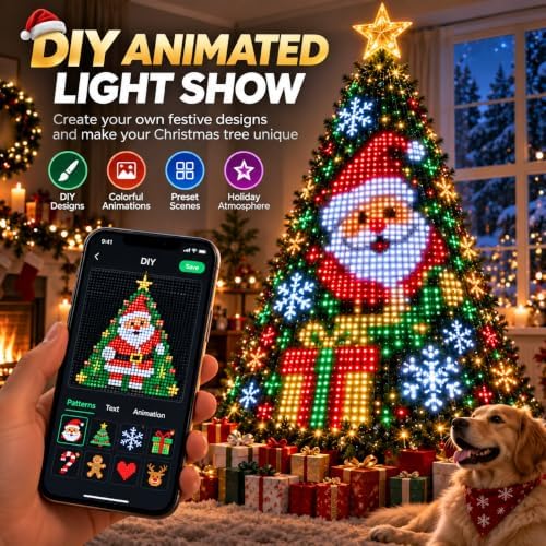 Smart Animated Christmas Tree Lights - DIY Pixel Light Show (7.9ft/2.4m (256 Lights))