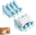 Self Draining Soap Dish Holder,Silicone Soap Dish,for Bathroom,Kitchen, Sponges，Can Extend Soap Life，Keep Soap Bars Dry and Easy Cleaning (Sky Blue,2-Pack)