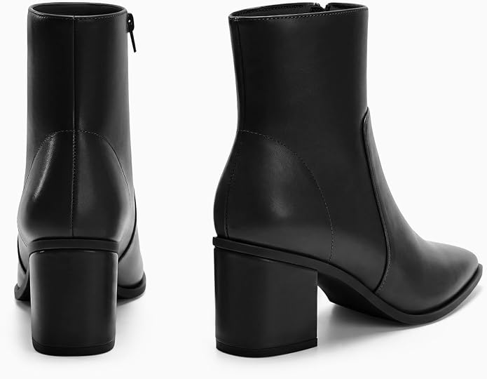 Coutgo Womens Ankle Boots Chunky Low Heel Closed Pointed Toe Zip Booties | 2.4-inch Block Heel,Side Zipper,Dressy Casual,Work Office,Fall Winter,Dress Shoes