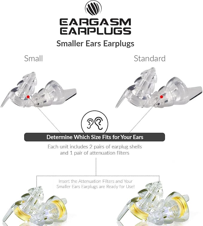 Eargasm Smaller Ears Gold Earplugs for Concerts, Festivals, Musicians, Night-Life, Motorcycle Hearing Protection - Reusable Ear Plugs for Small Ear Canals, High Fidelity Noise Reduction up to 21 dB