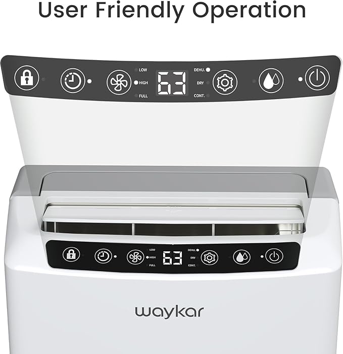 Waykar 2000 Sq. Ft 34 Pints 2025 Most Efficient Energy Star Dehumidifier for Home and Basement with Auto or Manual Drainage, Quiet 33dB Operation, 0.62 Gallon Water Tank Capacity