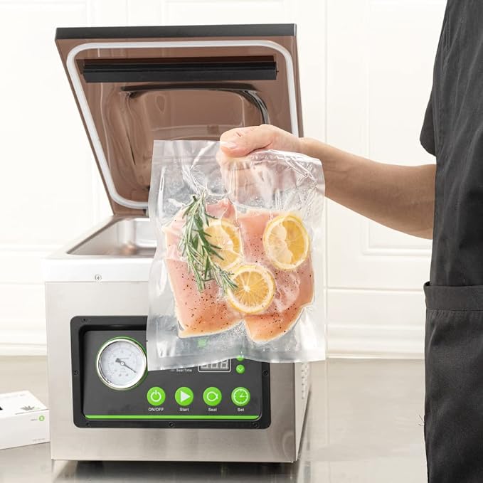 Fresh Hero 10 x 8 Inch Sous Vide Pouches, 1000 Cooking Pouches - 3 mil Thick, Microwavable, Clear Plastic Chamber Vacuum Pouches, Freezable, For Storing Food - Restaurantware