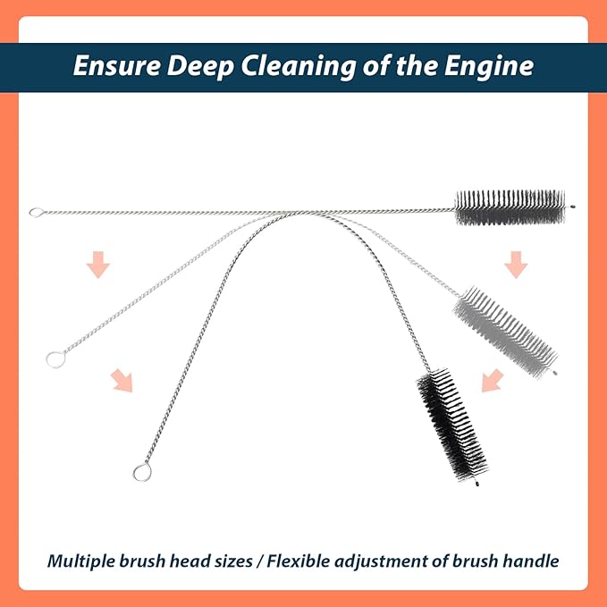 12Pcs 61820 Car Engine Cleaning Brush Kit Motor Alternators Bay Stainless Steel Wire Long Nylon Polishing and Cleaning Brushes Set Tool