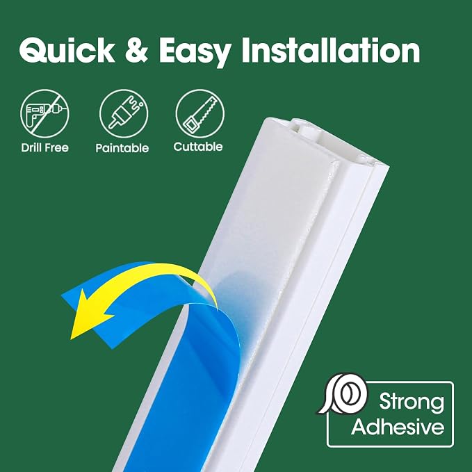 Cord Hider Kit, 58in Cord Covers for Wires on Wall, Paintable Wire Covers for Cords, Self-Adhesive Cable Hider Cord Organizer, Wire Hiders, 4X L14.5in X W0.96in x H0.57in