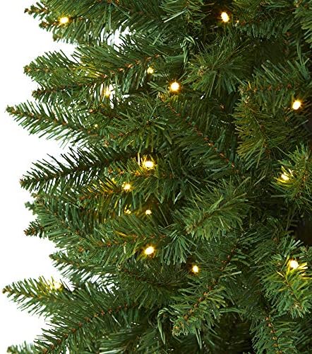 Nearly Natural 7 ft Artificial Pine Christmas Tree with Lights Room Decor