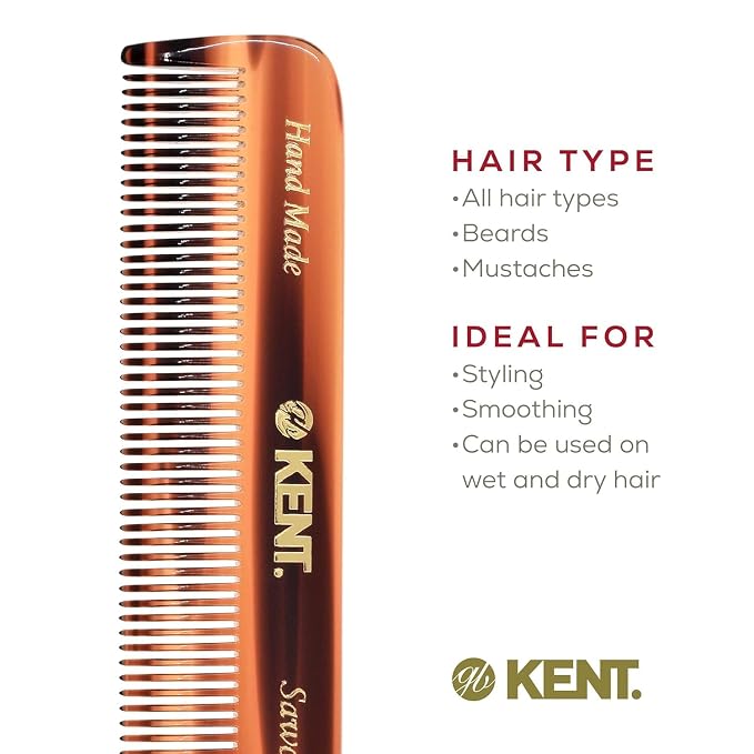 Kent Beard & Mustache Set - BRD5 Horse Hair + Nylon Bristle Brush, 81T + FOT Handmade Sawcut Combs, Pistol-Grip Wood Handle, Dry/Wet Use, Distributes Oils & Balms - Full Grooming Kit for Men