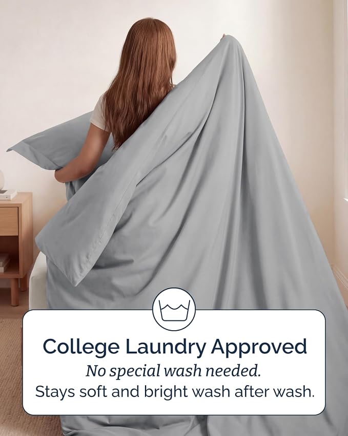 Duvet Cover Twin/Twin XL Size Set - Extra Soft Twin/Twin XL Duvet Cover 68" x 90" with 1 Pillow Sham for Women, Men, Kids & Teens - Comfy, Easy-Care & Fade Free w/ Zipper Closures & Ties (Steel Blue)