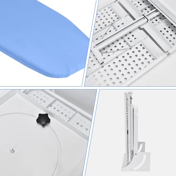 180° Swivel Wall Mounted Ironing Board 38.7 x 12 Inch Heavy Duty | Ironing Board with Heat Resistant Cover, Space Saving Wall Mount Folding Ironing Boards for Small Spaces Home Laundry Room