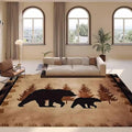 Multicolor Woodland Forest Animal Area Rug for Hallway Non-Slip Luxury Rustic Lodge Cabin Bear Area Rugs Couch Decor Low Pile Abstract Bear Footprints Carpet Farm Mat 2'x3'