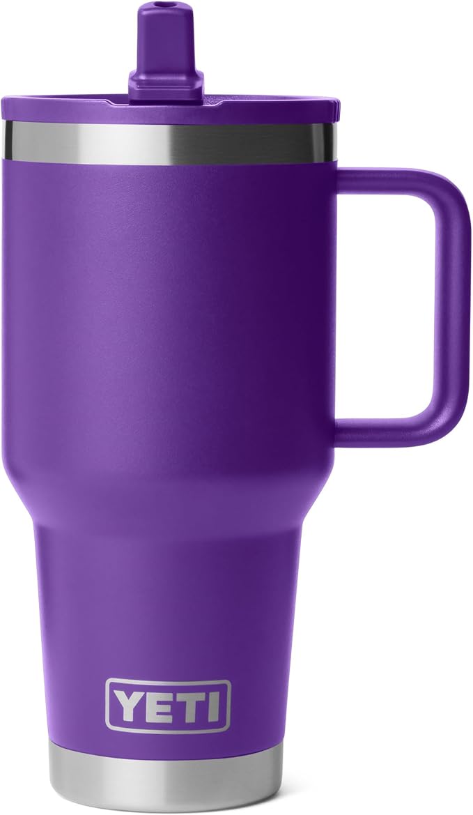 YETI Rambler 30 oz Travel Mug with Flip Straw Lid – Stainless Steel, Vacuum Insulated, Leakproof, Cup Holder Friendly, Pace Purple