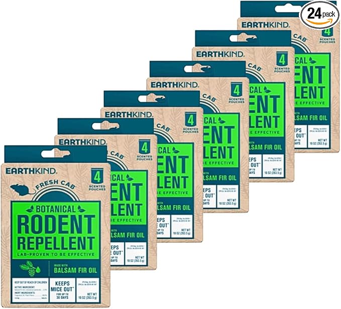 Fresh Cab Botanical Rodent Repellent - Environmentally Friendly, Keeps Mice Out, 24 Scent Pouches (6 Packs of 4)