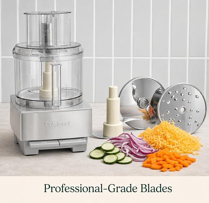 Cuisinart Food Processor 14-Cup Vegetable Chopper for Mincing, Dicing, Shredding, Puree & Kneading Dough, Light Gray Stainless Steel, DFP-14CGRY