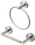 Brushed Nickel Toilet Paper Holder Towel Ring, Hand Towel Holder and Toilet Roll Holder Double Post Pivoting Bathroom Accessories Wall Mounted Bathroom Hardware Set Stainless Steel, 2 Pieces