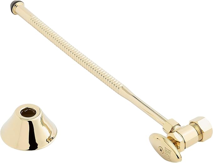 Signature Hardware 948025 Corrugated Toilet Supply Kit with 5/8" OD X 3/8" OD Angle Stop - Polished Brass