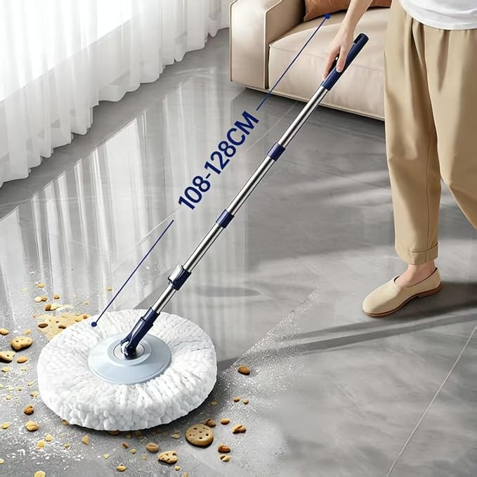 Spin Mop & Bucket System with 4 Washable Microfiber Mop Pads | 4 Washable Microfiber Mop Heads, Durable Replacement Pads for Hardwood, Tile & Multi-Surface Floor Cleaning
