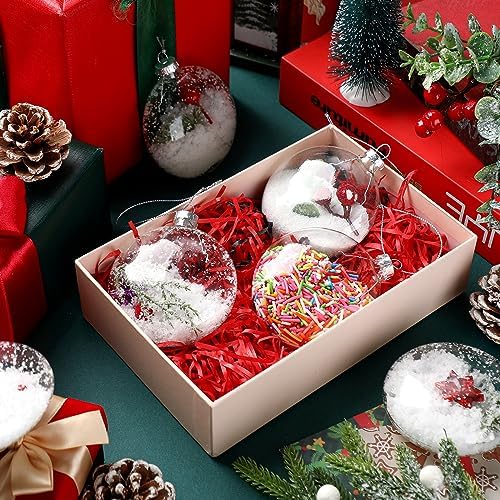 Liliful 24 Christmas Clear Glass Ornament Crafts DIY for Christmas Tree 3"