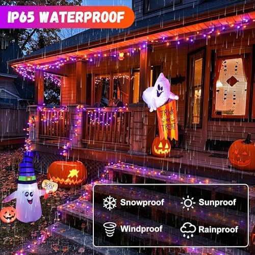 200LED Orange and Purple String Lights 63 Ft Halloween Light 8 Modes Twinkle Waterproof Light for Party Garden Indoor Outdoor Decor