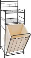 Laundry Hamper with Storage Shelf Vertical Laundry Basket with Pull-Out and Removable Bag Metal Hamper with 2 Storage Shelves for Bathroom Bedroom Dorm