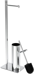 RUACQ Toilet Paper Holder Stand with Toilet Brush and Holder Set, 304 Stainless Steel Bathroom Toilet Tissue Paper Roll Holder Free Standing, Weighted Base, Heavy Duty (Chrome)