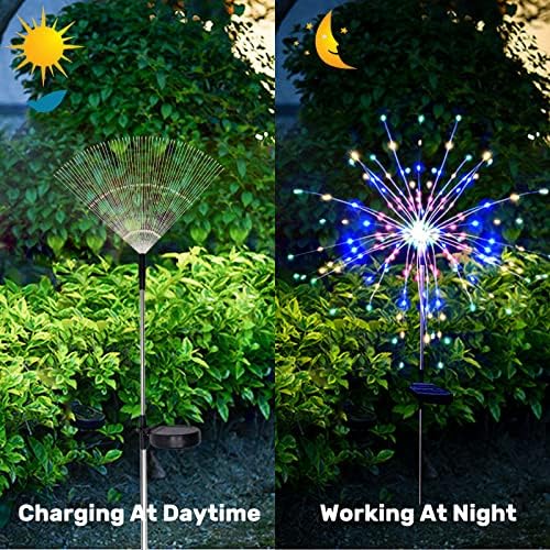 Solar Garden Firework Lights Outdoor Waterproof 6 Pack, 120 LED Sparklers, Colorful, for Patio, Backyard, Sidewalk, Christmas, Parties